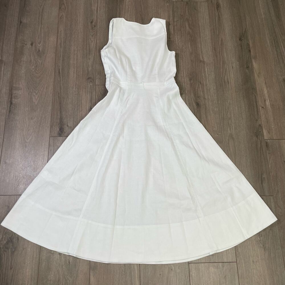 J. Crew Factory White Sleeveless Midi Dress with Gold Buttons - Picture 3 of 7